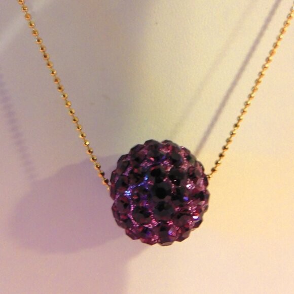 BEAUTIFUL KIRKS FOLLY PURPLE SWAVORSKI CRYSTAL BALL NECKLACE - Picture 3 of 6